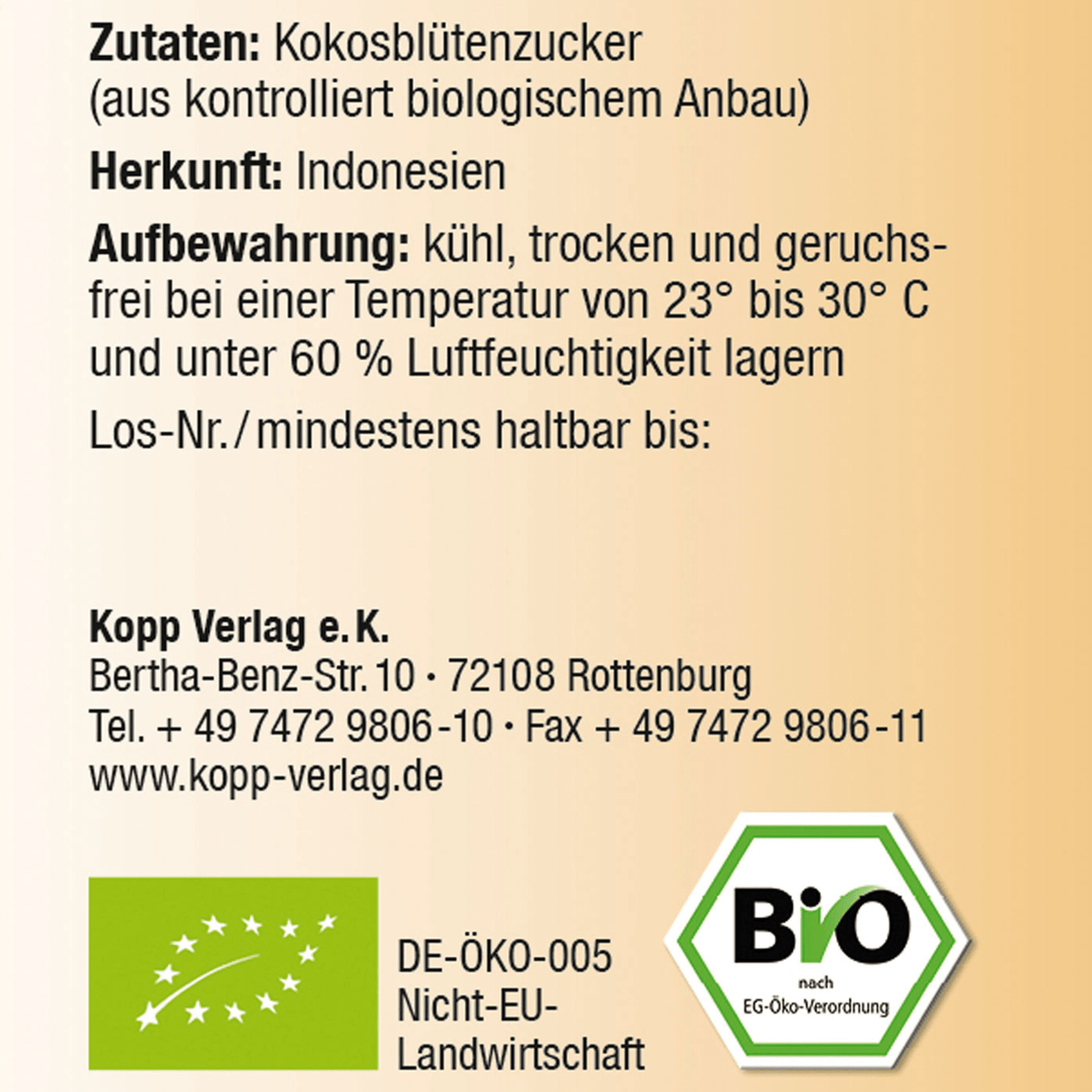 Bio Kokosblütenzucker - vegan, unraffiniert - Kokoswelt