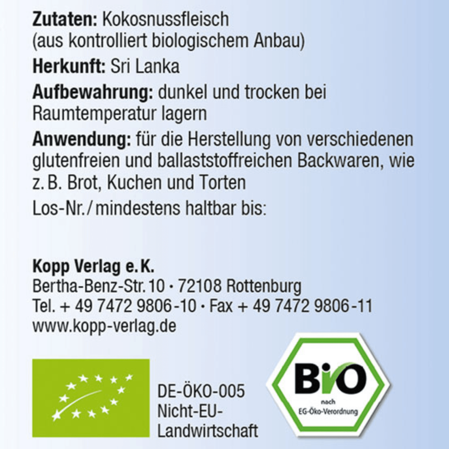 Feines Bio-Kokosmehl in umweltfreundlicher Verpackung – ideal zum glutenfreien Backen, Kochen und als Ballaststoffquelle