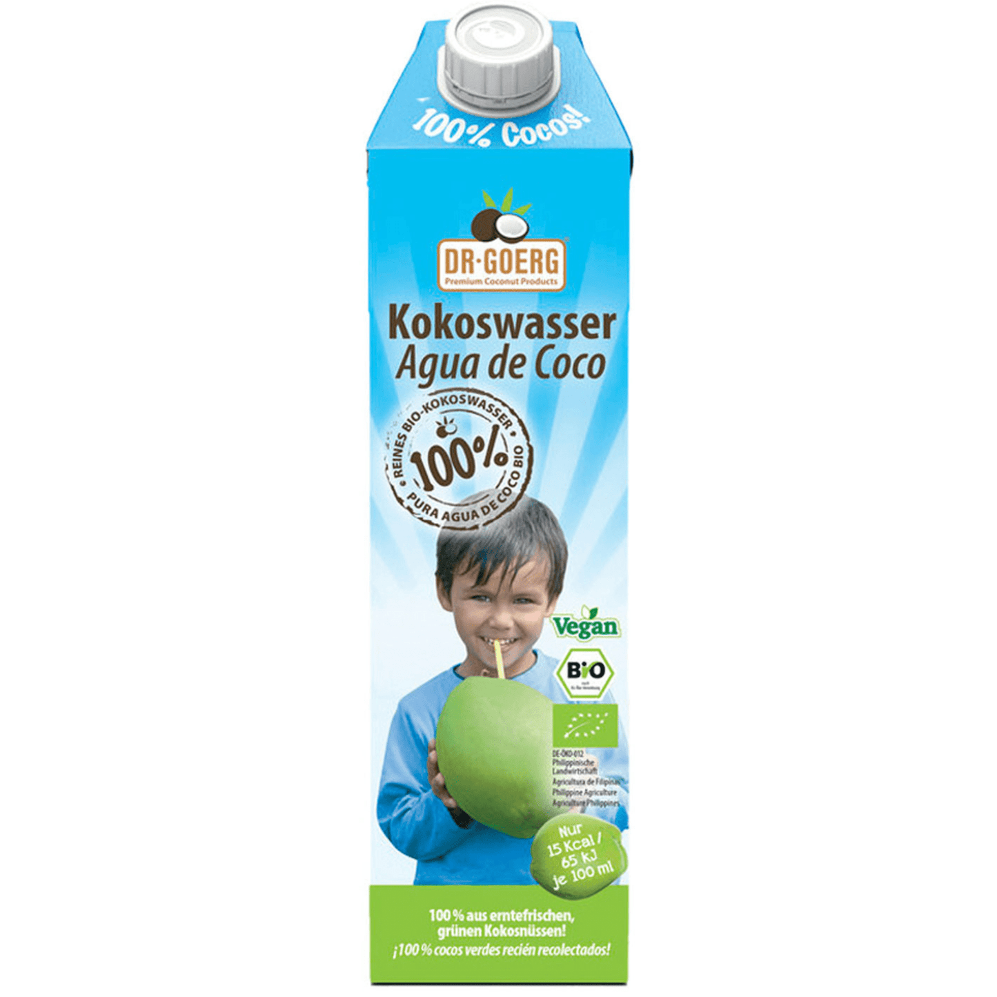 Flasche mit Bio-Kokoswasser – ideale natürliche Erfrischung und Elektrolytquelle für Sport, Fitness und Gesundheit