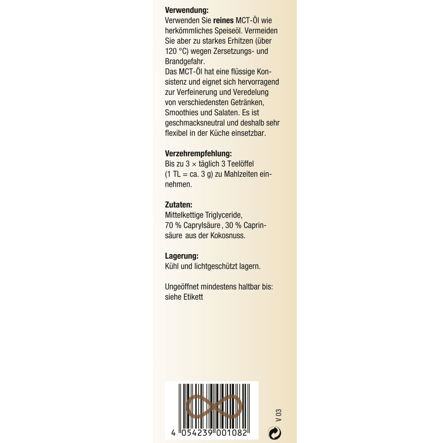 MCT - Öl - vegan 100 - prozentige Reinheit, 500 ml - Kokoswelt