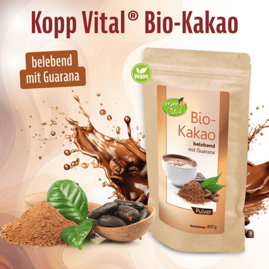 Bio-Kakaopulver mit Guarana und Kokosblütenzucker – vegane Kakaomischung ohne Zusatzstoffe, ideal für Energie und Fokus