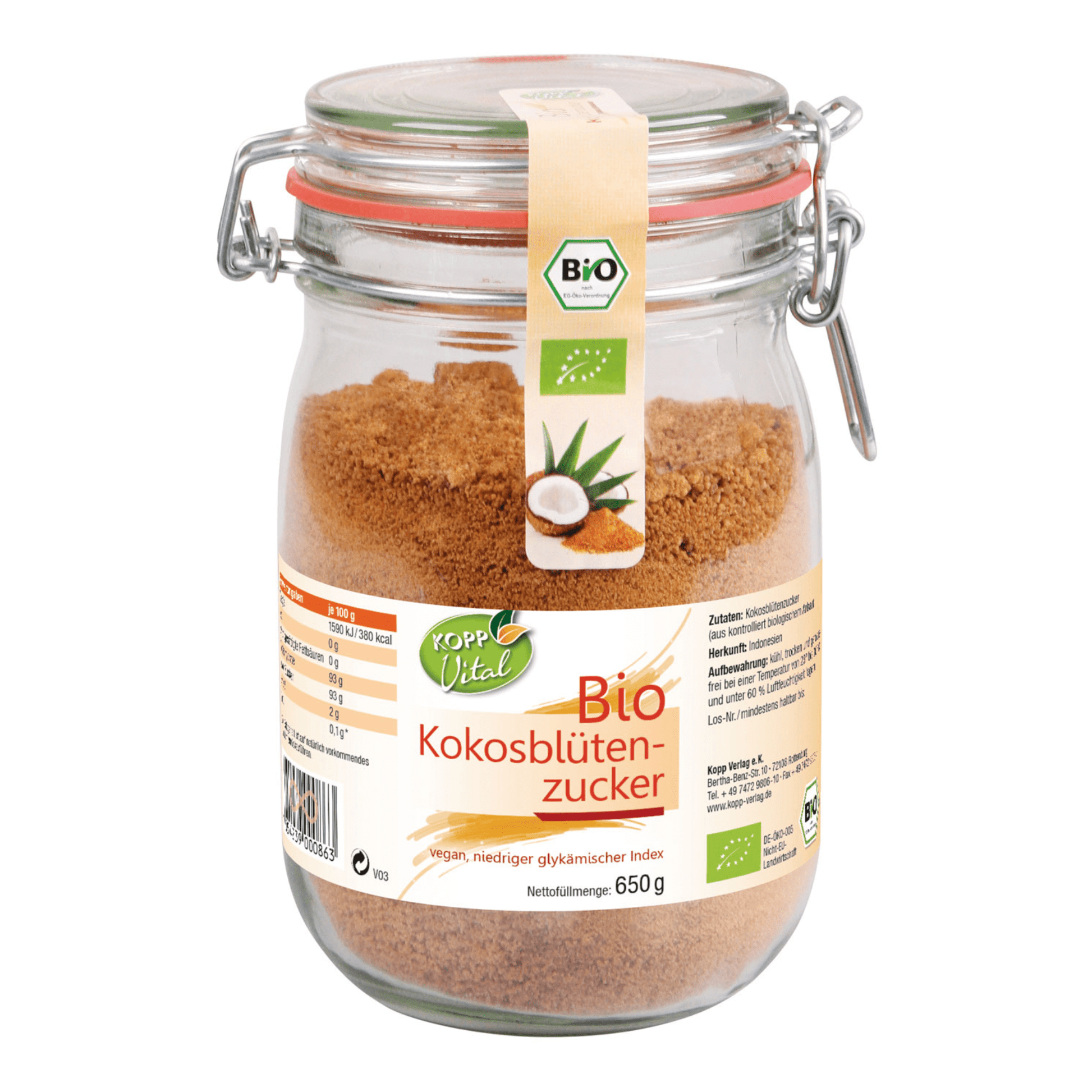 Bio Kokosblütenzucker - vegan, unraffiniert - Kokoswelt