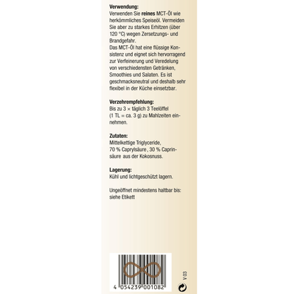 MCT - Öl - vegan 100 - prozentige Reinheit, 500 ml - Kokoswelt