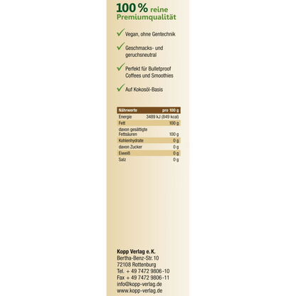 MCT - Öl - vegan 100 - prozentige Reinheit, 500 ml - Kokoswelt