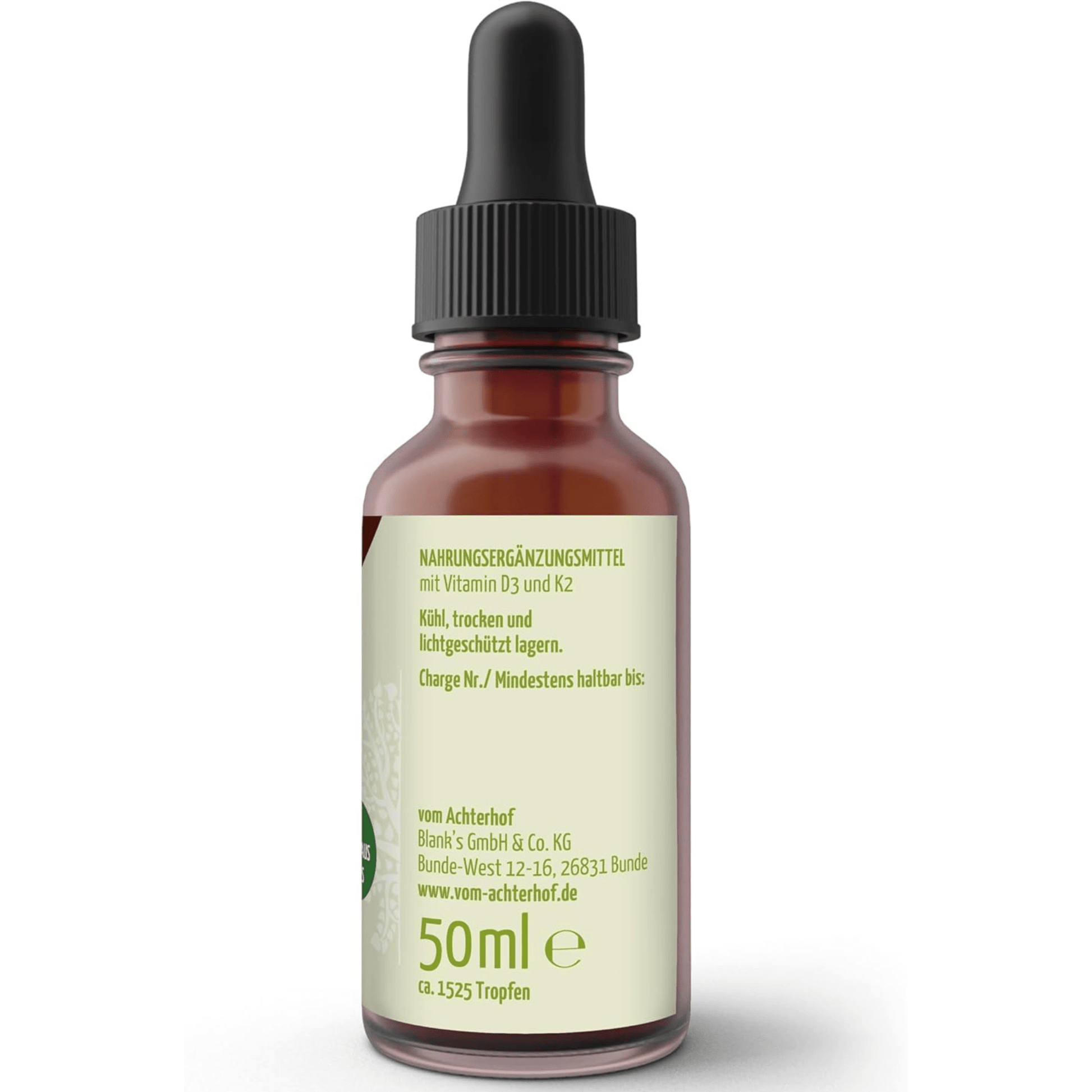 Vitamin D3 K2 Tropfen 50ml | 1400 Tagesdosen, 1000 I.E. | hochkonzentriert - Kokoswelt